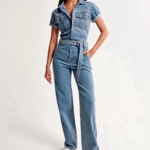 Abercrombie & Fitch Blue Denim Jumpsuit